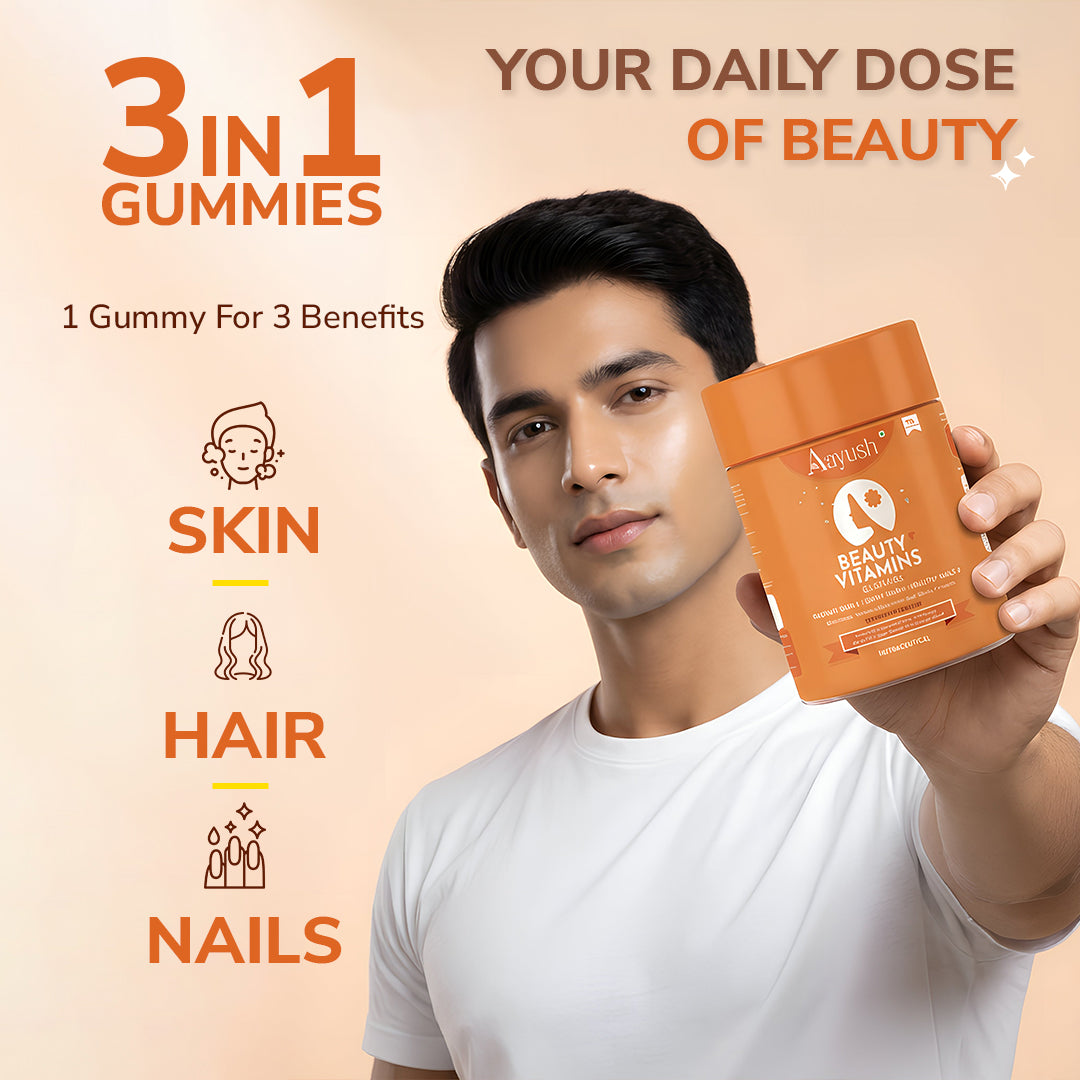 Buy Hair, Skin & Nails Gummies | Biotin, Collagen & Glutathione Supplements Aayush Wellness Buy Hair, Skin & Nails Gummies | Biotin, Collagen & Glutathione Supplements Aayush Wellness